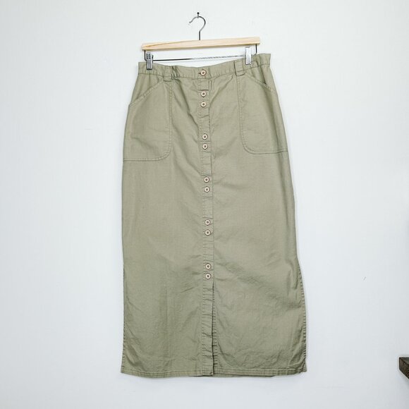 80's Olive Button Down Maxi Skirt - Picture 5 of 8